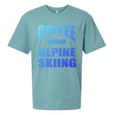 Coffee And Alpine Skiing Design Coffee Lover Gift Sueded Cloud Jersey T-Shirt