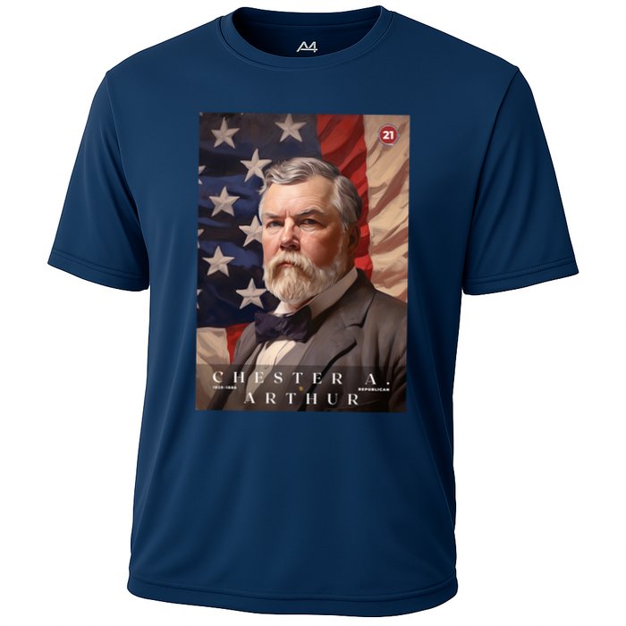 Chester A. Arthur 21st President Of The United States Portrait Cooling Performance Crew T-Shirt