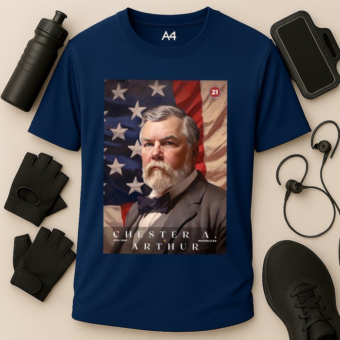 Chester A. Arthur 21st President Of The United States Portrait Cooling Performance Crew T-Shirt