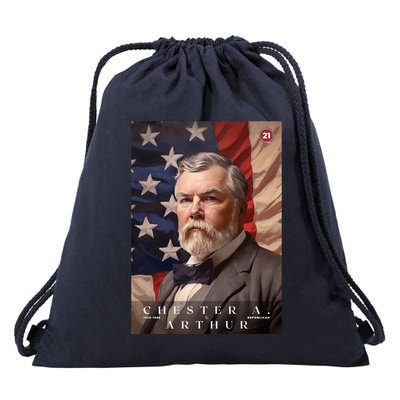 Chester A. Arthur 21st President Of The United States Portrait Drawstring Bag