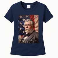 Chester A. Arthur 21st President Of The United States Portrait Womens T-Shirt