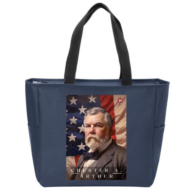 Chester A. Arthur 21st President Of The United States Portrait Zip Tote Bag
