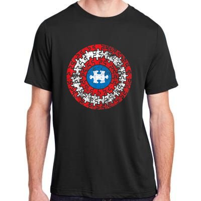 Captain Autism Aspergers Awareness Superhero Puzzle Shield Adult ChromaSoft Performance T-Shirt