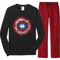 Captain Autism Aspergers Awareness Superhero Puzzle Shield Long Sleeve Pajama Set