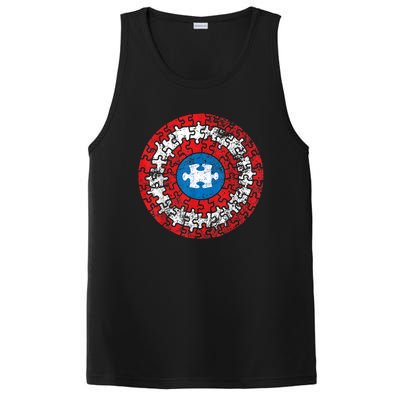 Captain Autism Aspergers Awareness Superhero Puzzle Shield PosiCharge Competitor Tank