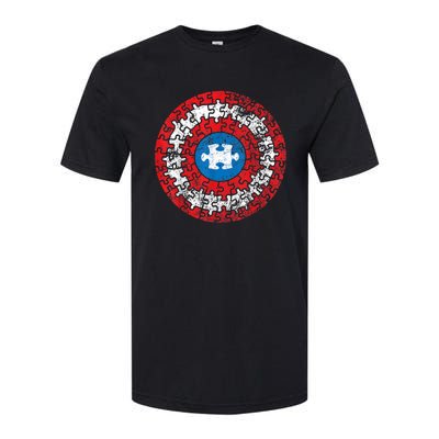 Captain Autism Aspergers Awareness Superhero Puzzle Shield Softstyle® CVC T-Shirt