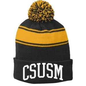 CSUSM Athletic Arch College University @ Alumni Stripe Pom Pom Beanie