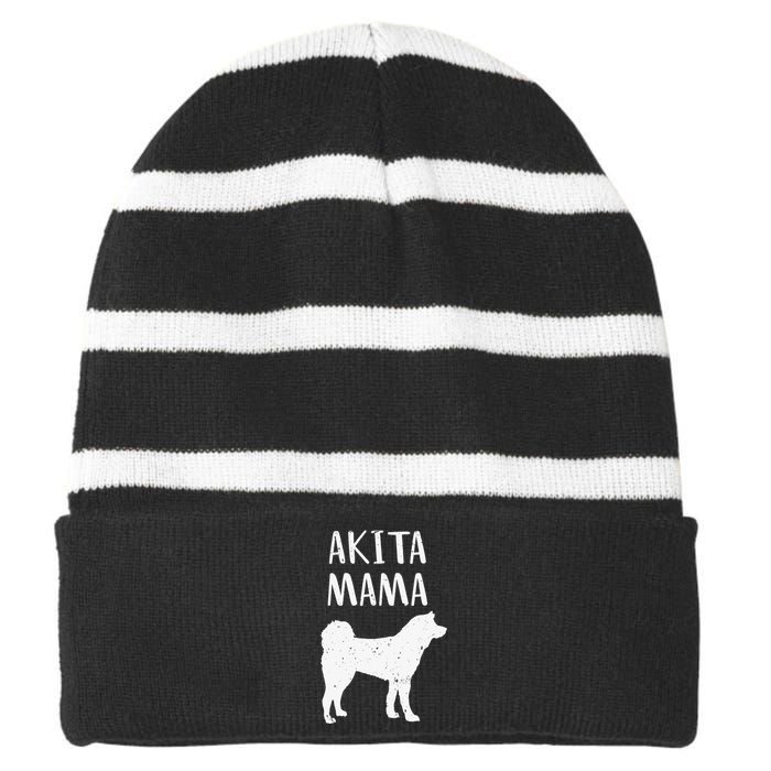 Cool Akita  Akita Mom Owner Pet Lover Striped Beanie with Solid Band