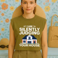 Cool Architect Art Wo Real Estate House Architecture Garment-Dyed Women's Muscle Tee