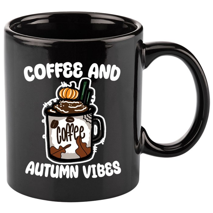 Coffee And Autumn Vibes Halloween 11oz C Handle Ceramic Mug