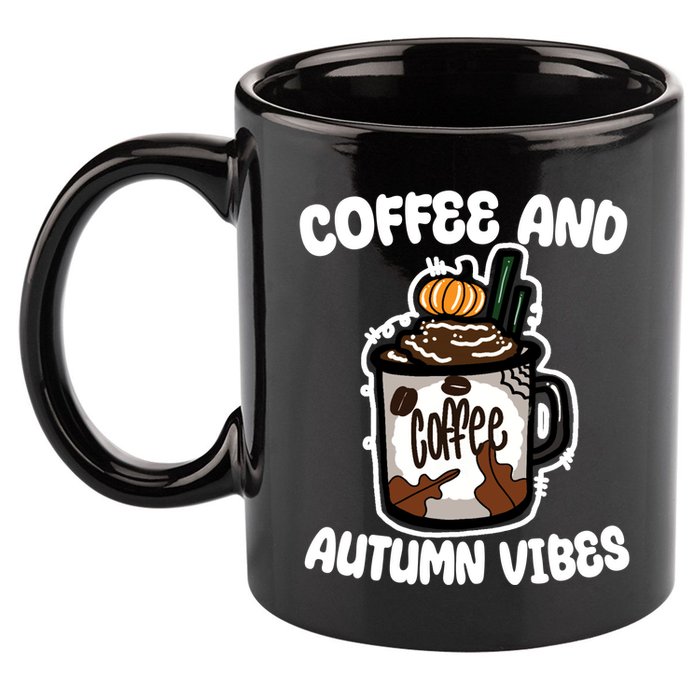 Coffee And Autumn Vibes Halloween 11oz C Handle Ceramic Mug