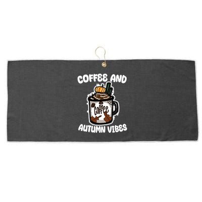Coffee And Autumn Vibes Halloween Large Microfiber Waffle Golf Towel