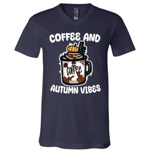 Coffee And Autumn Vibes Halloween V-Neck T-Shirt