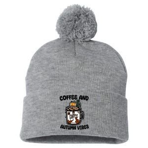 Coffee And Autumn Vibes Halloween Pom Pom 12in Knit Beanie