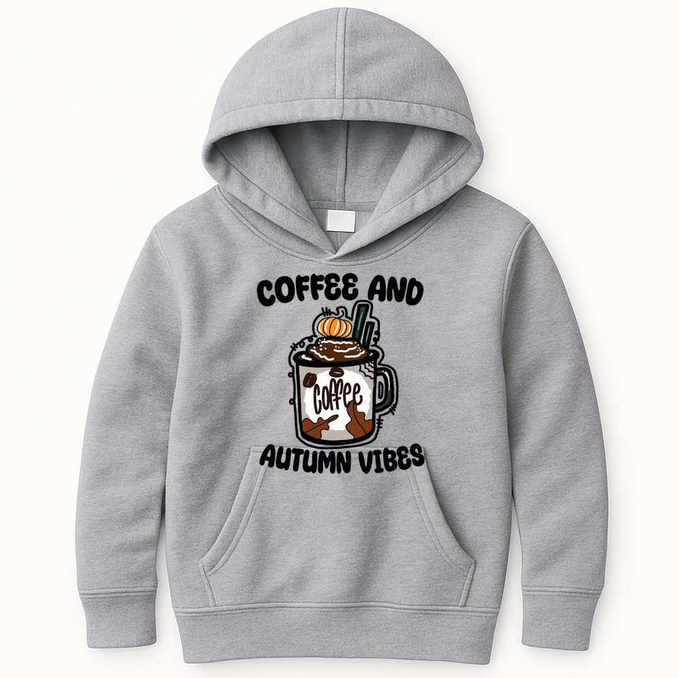 Coffee And Autumn Vibes Halloween Kids Hoodie