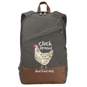 Cluck Around And Find Out White Hen Poult Funny Chicken Cotton Canvas Backpack