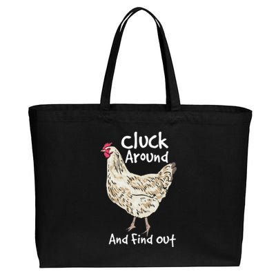 Cluck Around And Find Out White Hen Poult Funny Chicken Cotton Canvas Jumbo Tote