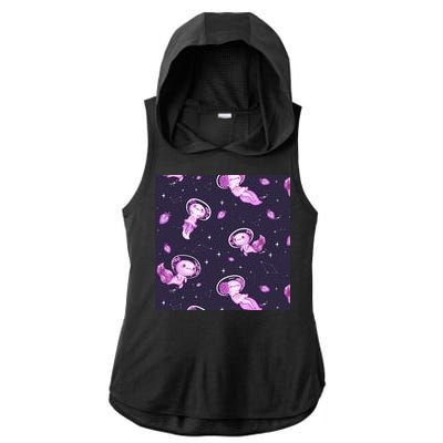 Cute Astronaut Axolotl Space Ladies PosiCharge Tri-Blend Wicking Draft Hoodie Tank