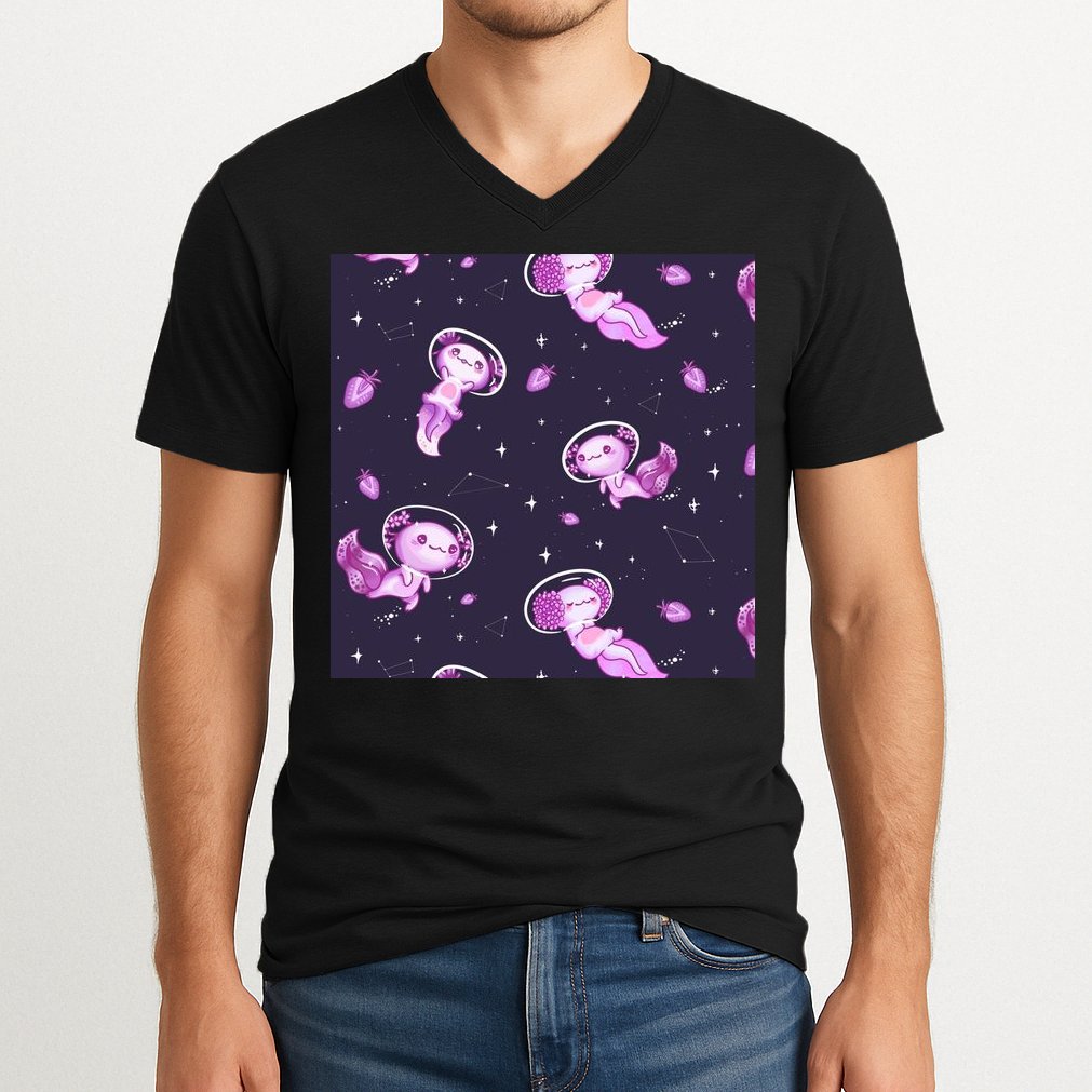Cute Astronaut Axolotl Space V-Neck T-Shirt