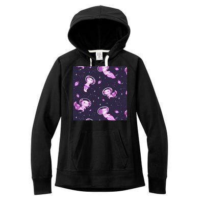 Cute Astronaut Axolotl Space Women's Fleece Hoodie