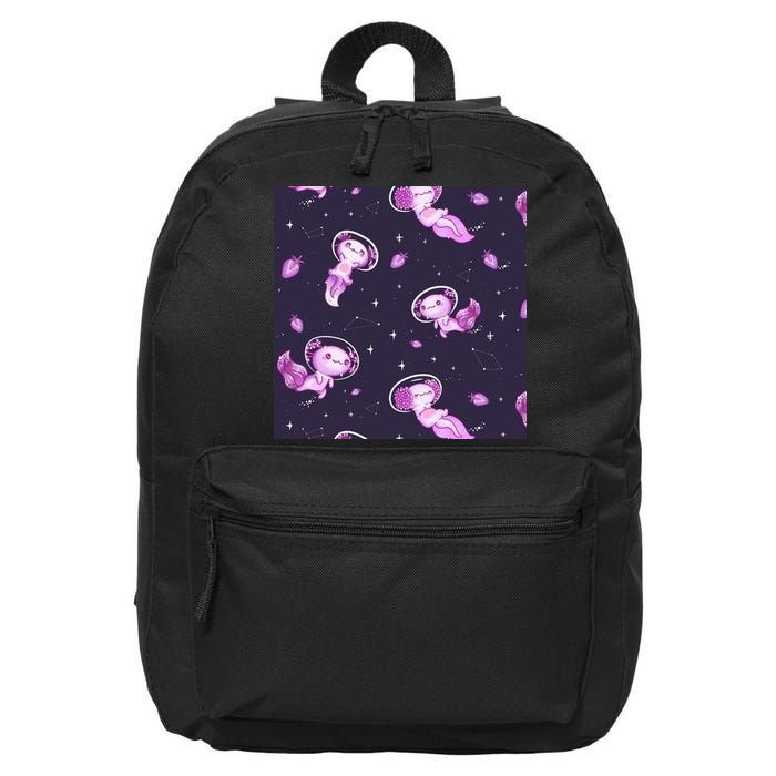 Cute Astronaut Axolotl Space 16 in Basic Backpack