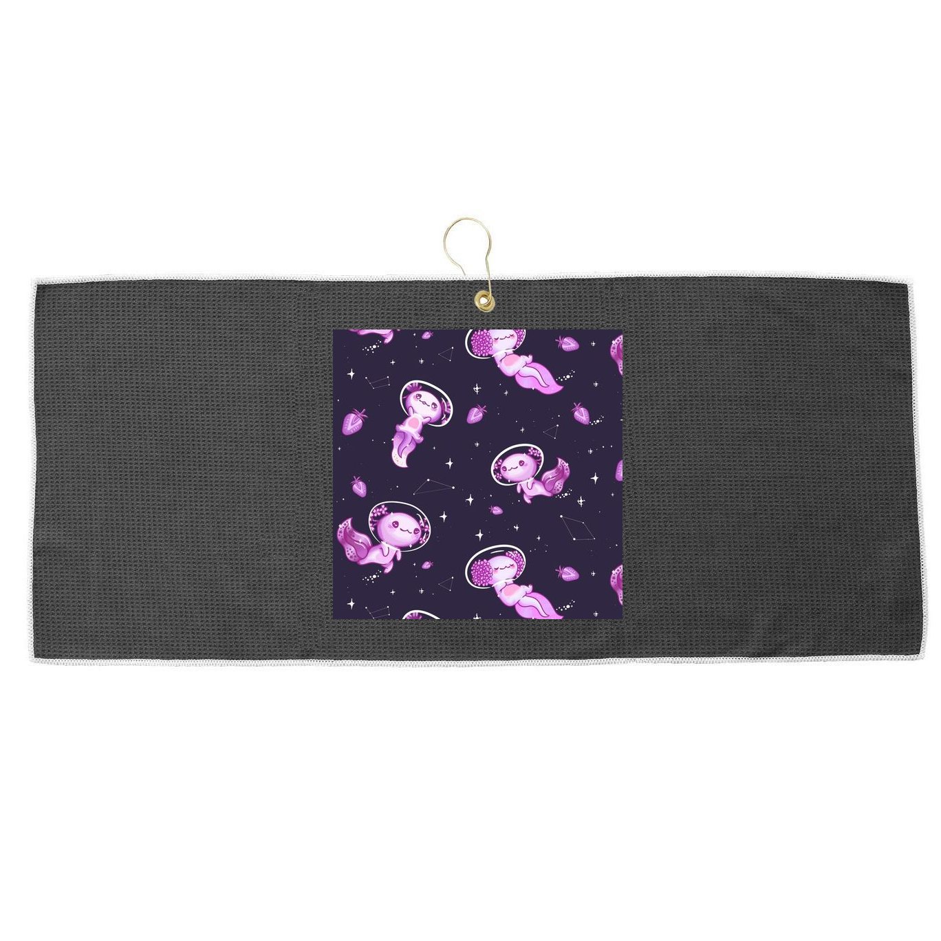 Cute Astronaut Axolotl Space Large Microfiber Waffle Golf Towel