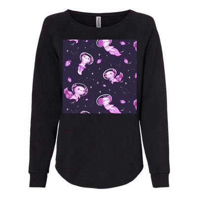 Cute Astronaut Axolotl Space Womens California Wash Sweatshirt