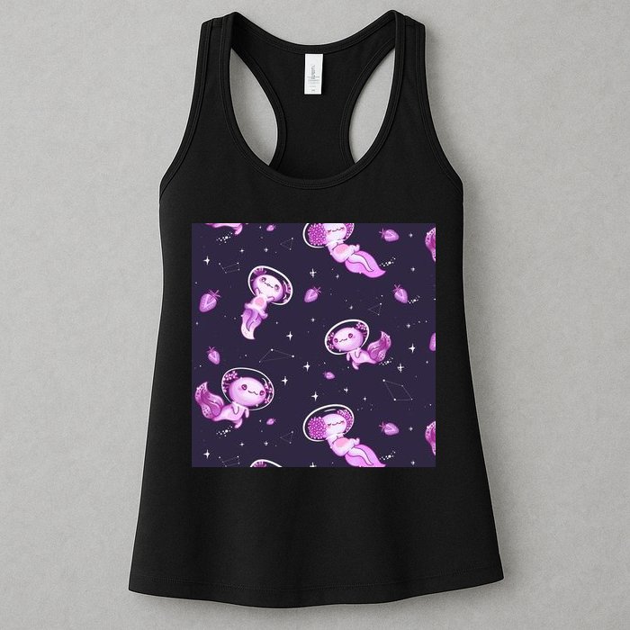 Cute Astronaut Axolotl Space Womens Tank Top