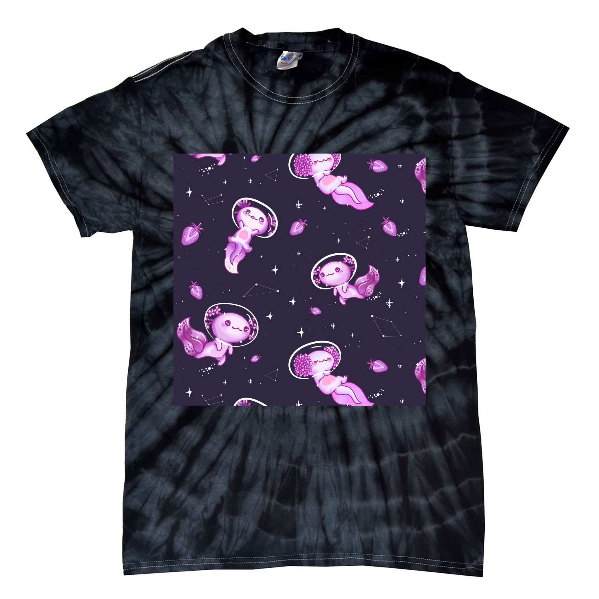 Cute Astronaut Axolotl Space Tie-Dye T-Shirt