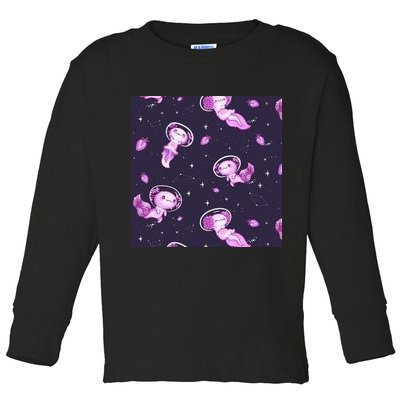 Cute Astronaut Axolotl Space Toddler Long Sleeve Shirt