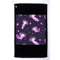 Cute Astronaut Axolotl Space Golf Towel