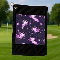 Cute Astronaut Axolotl Space Golf Towel