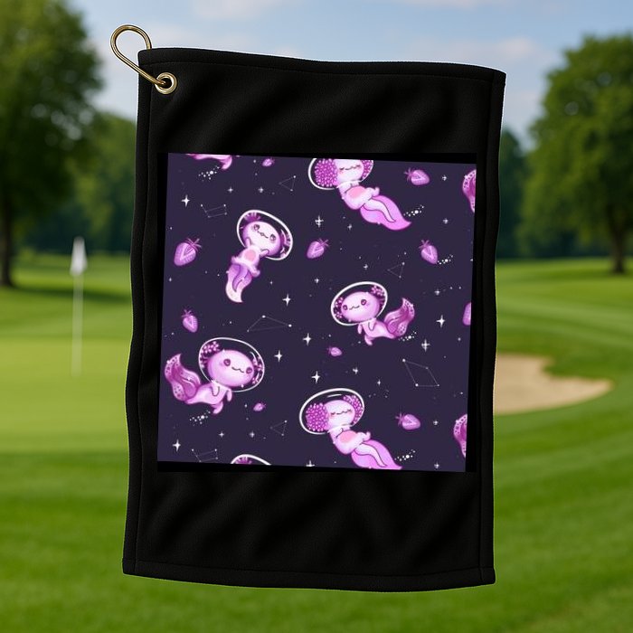 Cute Astronaut Axolotl Space Golf Towel