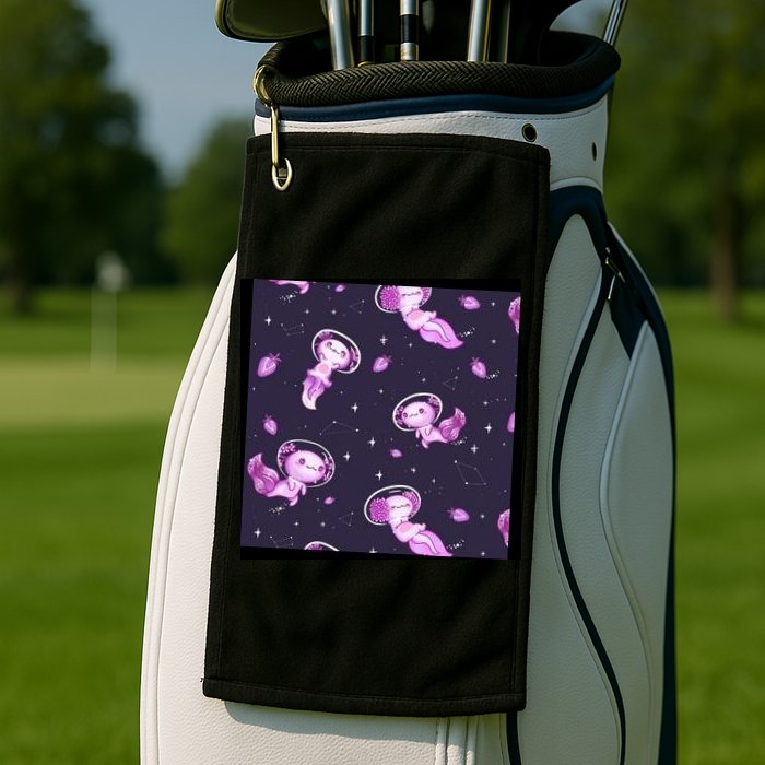 Cute Astronaut Axolotl Space Golf Towel