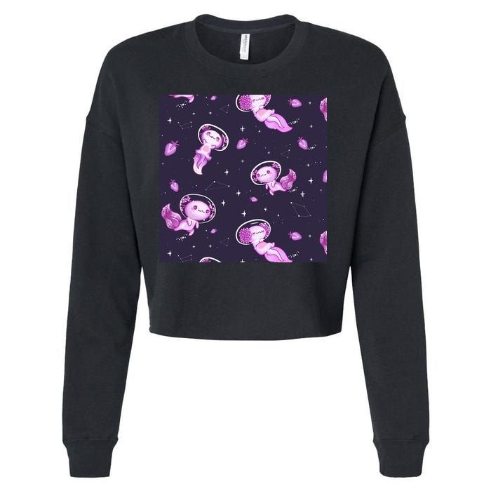 Cute Astronaut Axolotl Space Cropped Pullover Crew