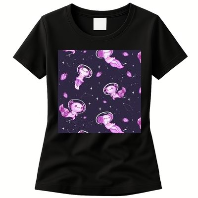 Cute Astronaut Axolotl Space Womens T-Shirt