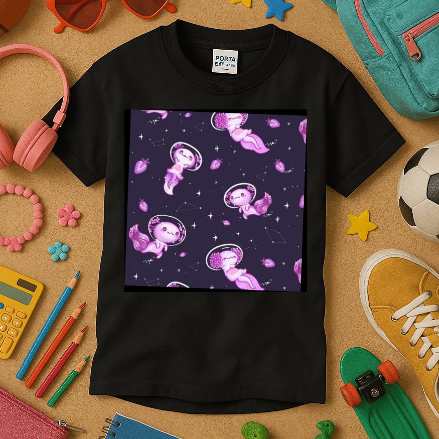 Cute Astronaut Axolotl Space Kids T-Shirt