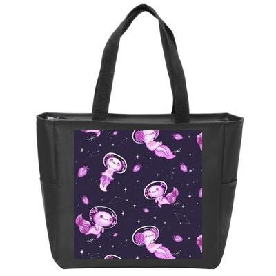 Cute Astronaut Axolotl Space Zip Tote Bag