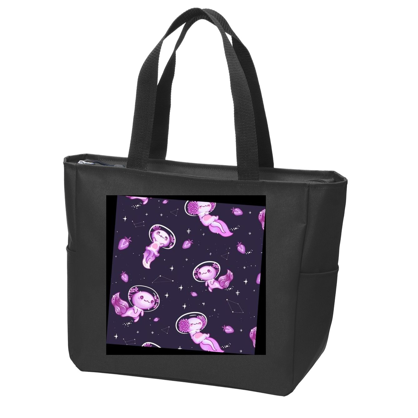Cute Astronaut Axolotl Space Zip Tote Bag
