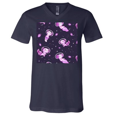 Cute Astronaut Axolotl Space V-Neck T-Shirt