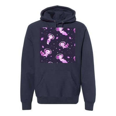 Cute Astronaut Axolotl Space Premium Hoodie