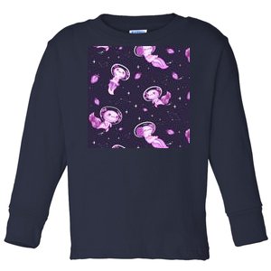 Cute Astronaut Axolotl Space Toddler Long Sleeve Shirt