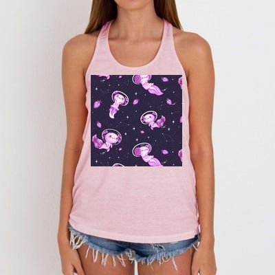 Cute Astronaut Axolotl Space Women's Knotted Racerback Tank