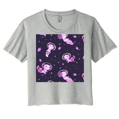 Cute Astronaut Axolotl Space Women's Crop Top Tee