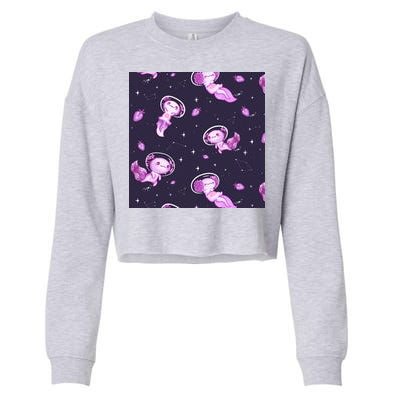 Cute Astronaut Axolotl Space Cropped Pullover Crew