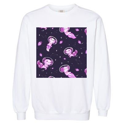 Cute Astronaut Axolotl Space Garment-Dyed Sweatshirt