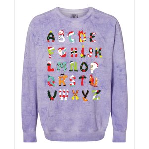 Christmas Alphabet Abc Cute Xmas Prek Teacher Women Colorblast Crewneck Sweatshirt