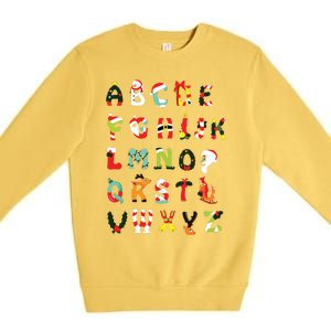 Christmas Alphabet Abc Cute Xmas Prek Teacher Women Premium Crewneck Sweatshirt