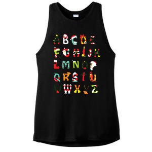 Christmas Alphabet Abc Cute Xmas Prek Teacher Women Ladies PosiCharge Tri-Blend Wicking Tank