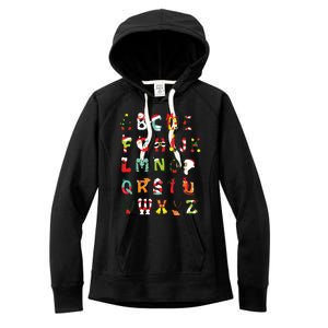 Christmas Alphabet Abc Cute Xmas Prek Teacher Women Women's Fleece Hoodie